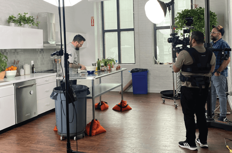 Content studio filming chef