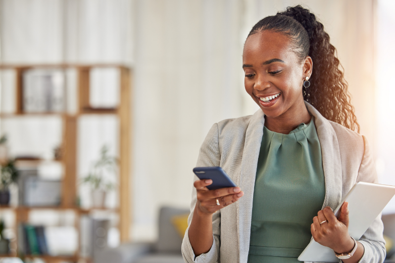 woman using her phone