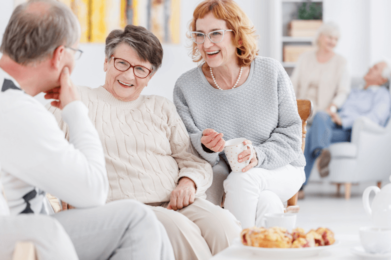 Seniors mingling at an event