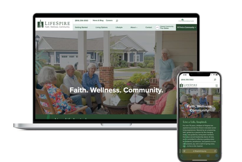Lifespire website mockup on laptop and mobile phone